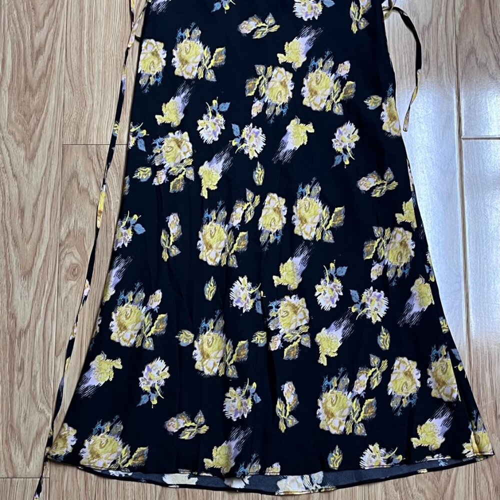 NWT* Fabrique Athena Roses Print Skirt in 22MM Mulberry Silk | Black, L